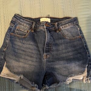 Women’s High-Rise Distressed Jean Shorts - Blue